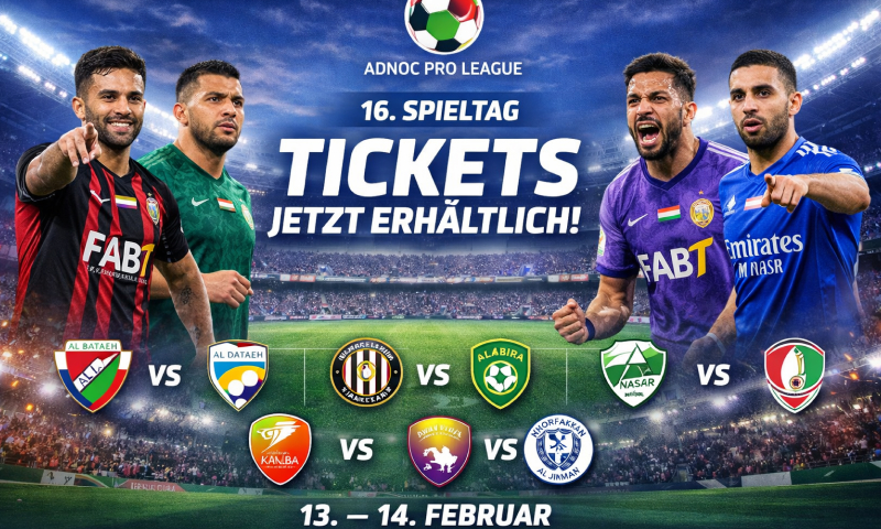 Tickets für den 16. Spieltag der ADNOC Pro League jetzt erhältlich